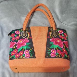 Mexican Embroidered Orange Purse